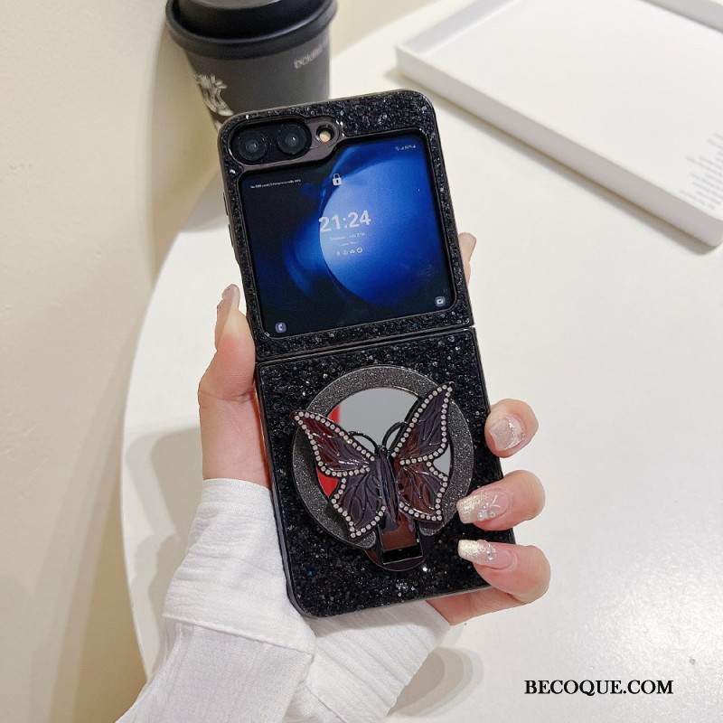 Kuori Samsung Galaxy Z Flip 7 Fe Strassilla Koristeltu Perhosjalusta