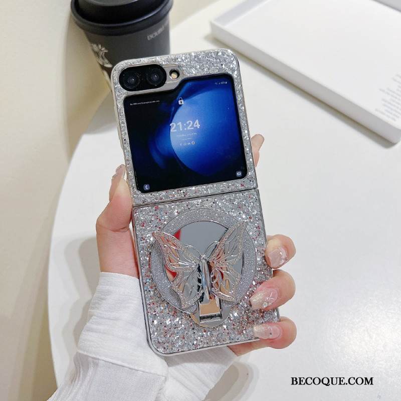 Kuori Samsung Galaxy Z Flip 7 Fe Strassilla Koristeltu Perhosjalusta