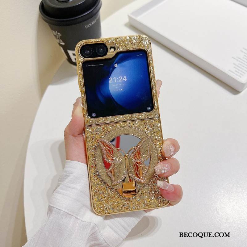 Kuori Samsung Galaxy Z Flip 7 Fe Strassilla Koristeltu Perhosjalusta