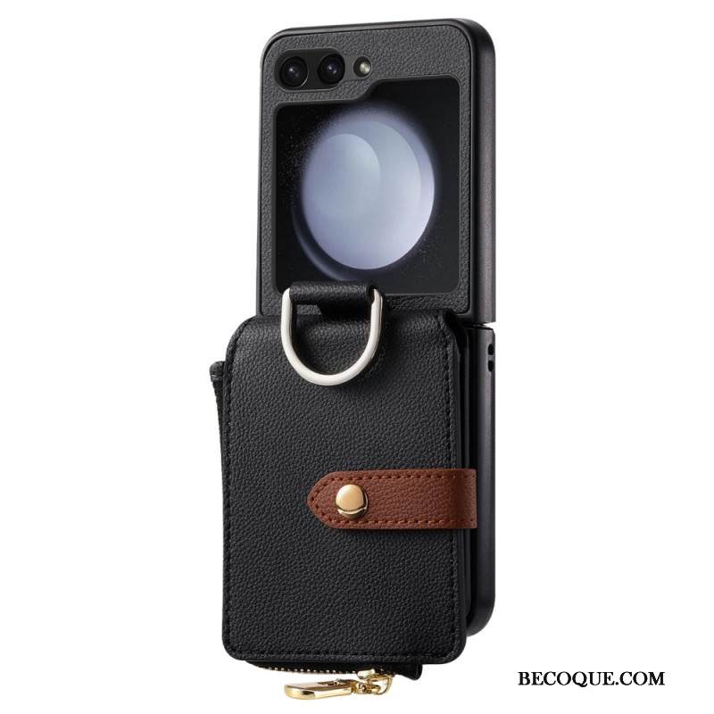 Kuori Samsung Galaxy Z Flip 7 Fe Vetoketjullinen Tasku Ja Sormuspidike Suojakuori