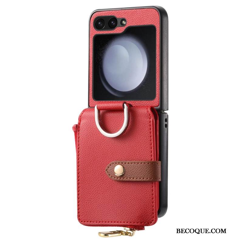 Kuori Samsung Galaxy Z Flip 7 Fe Vetoketjullinen Tasku Ja Sormuspidike Suojakuori