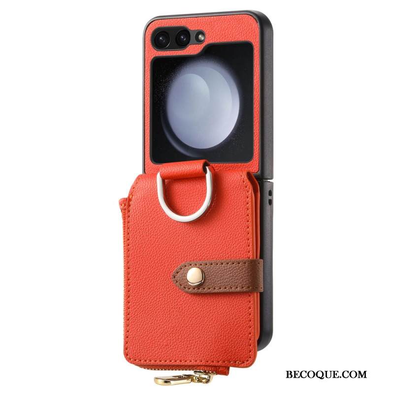 Kuori Samsung Galaxy Z Flip 7 Fe Vetoketjullinen Tasku Ja Sormuspidike Suojakuori