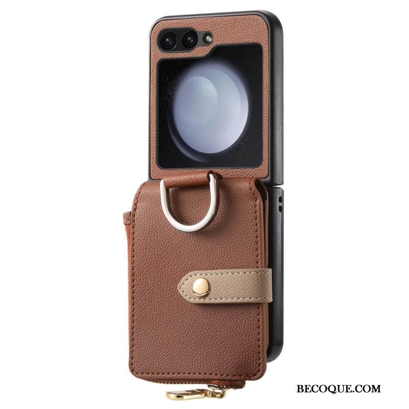 Kuori Samsung Galaxy Z Flip 7 Fe Vetoketjullinen Tasku Ja Sormuspidike Suojakuori