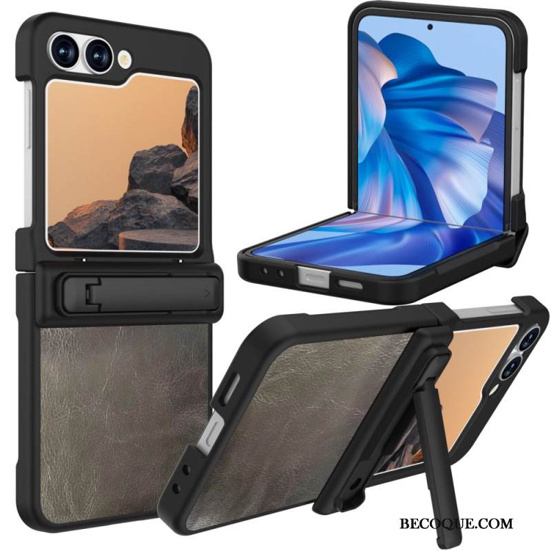 Kuori Samsung Galaxy Z Flip 7 Fe Vintage-nahkajäljitelmäjalusta