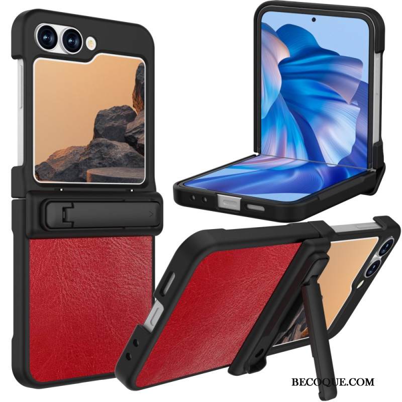 Kuori Samsung Galaxy Z Flip 7 Fe Vintage-nahkajäljitelmäjalusta