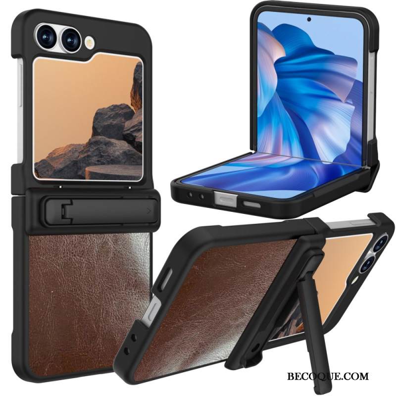 Kuori Samsung Galaxy Z Flip 7 Fe Vintage-nahkajäljitelmäjalusta