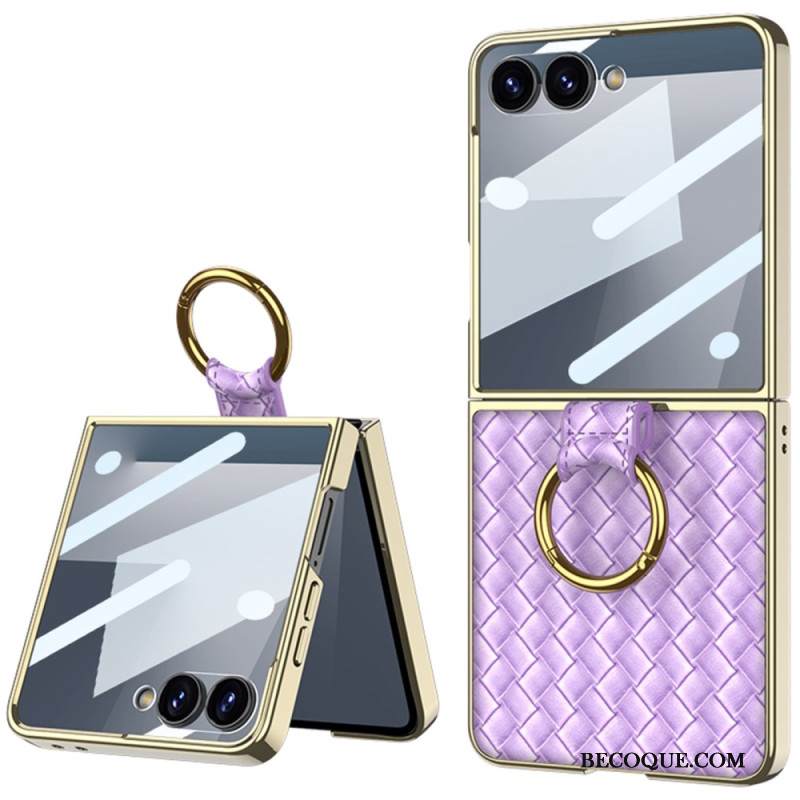 Kuori Samsung Galaxy Z Flip 7 Kudottu Kuviointi Sormuspidikkeellä