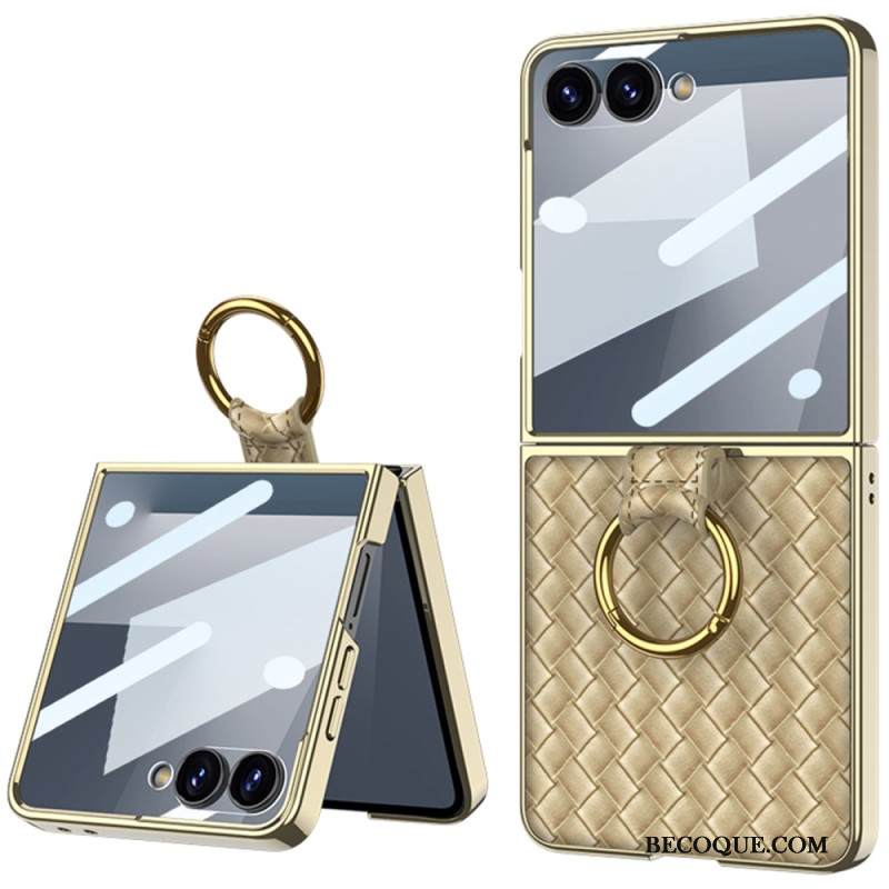 Kuori Samsung Galaxy Z Flip 7 Kudottu Kuviointi Sormuspidikkeellä