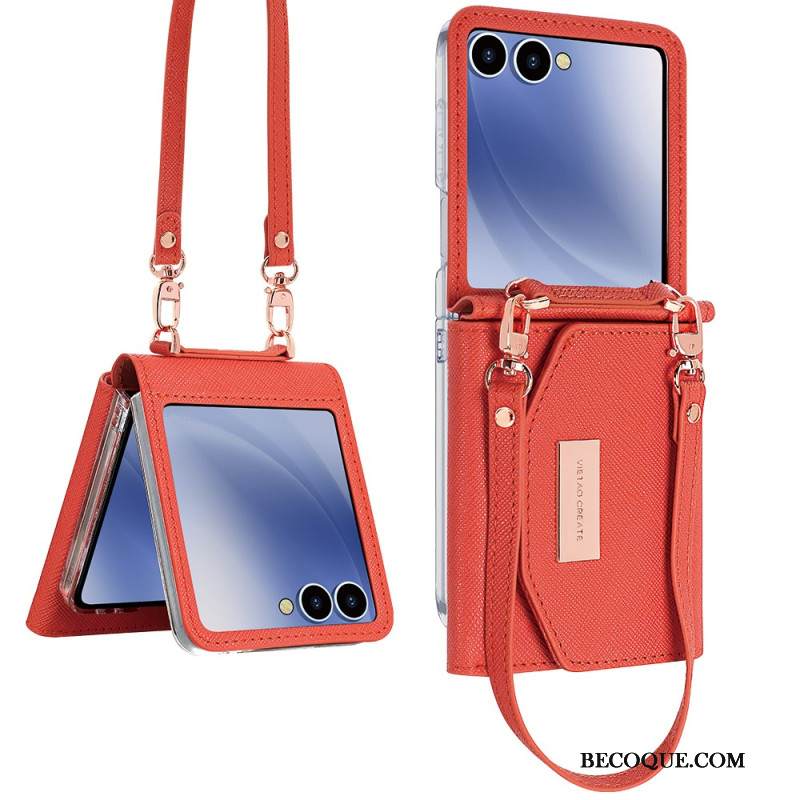 Kuori Samsung Galaxy Z Flip 7 Lompakko Ja Hihna Suojakuori