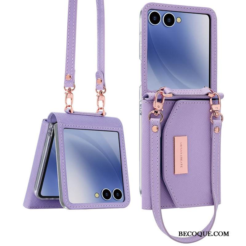 Kuori Samsung Galaxy Z Flip 7 Lompakko Ja Hihna Suojakuori