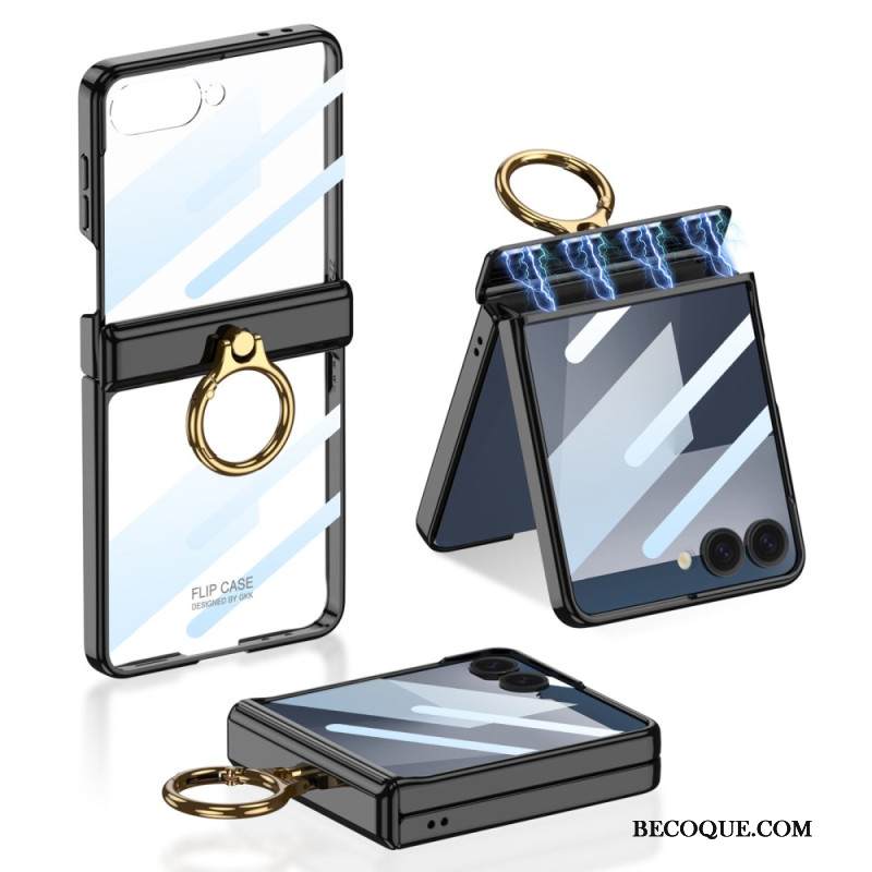 Kuori Samsung Galaxy Z Flip 7 Läpinäkyvä Jalustalla Ja Magneettisella Suojauksella Gkk