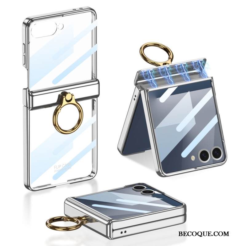 Kuori Samsung Galaxy Z Flip 7 Läpinäkyvä Jalustalla Ja Magneettisella Suojauksella Gkk