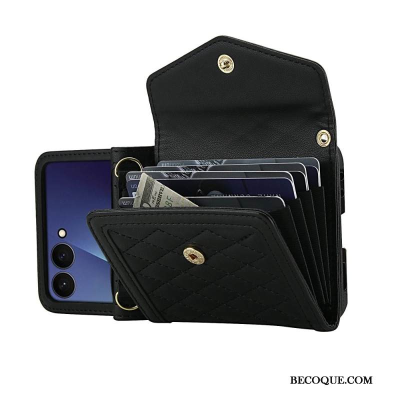 Kuori Samsung Galaxy Z Flip 7 Pehmustettu Korttikotelo Ja Olkahihna