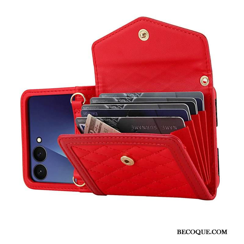 Kuori Samsung Galaxy Z Flip 7 Pehmustettu Korttikotelo Ja Olkahihna