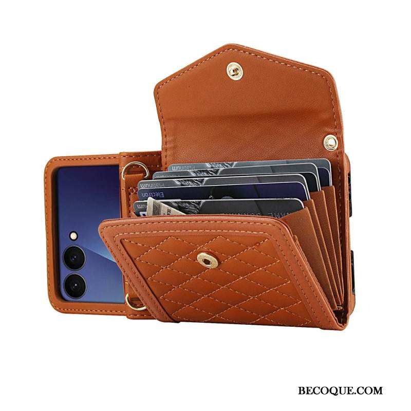 Kuori Samsung Galaxy Z Flip 7 Pehmustettu Korttikotelo Ja Olkahihna