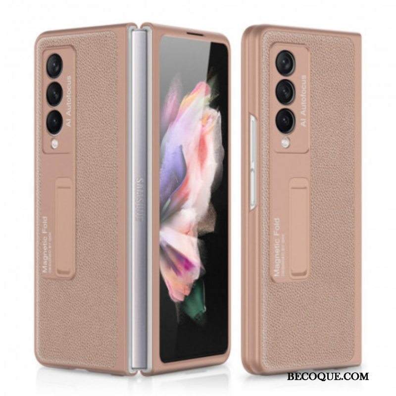 Kuori Samsung Galaxy Z Fold 3 5G Gkk Tuki Litsi Nahkaa