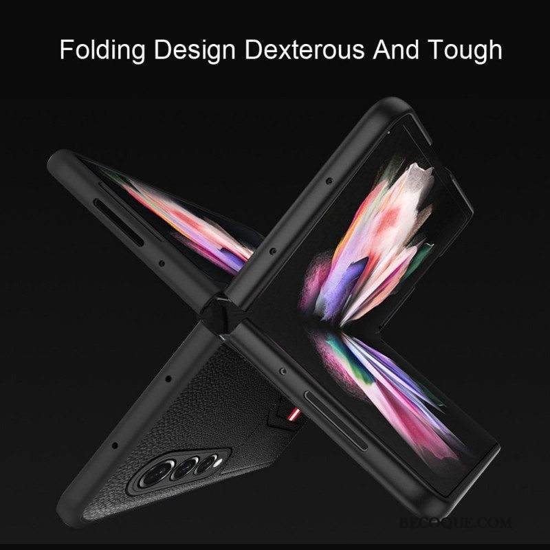 Kuori Samsung Galaxy Z Fold 3 5G Litchin Nahkainen Kaksinkertainen Korttikotelo