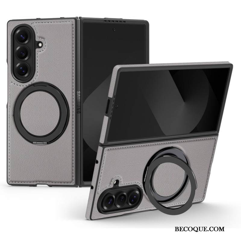 Kuori Samsung Galaxy Z Fold 7 Magsafe-yhteensopiva Nahkaefekti Pyörivällä Rengaspidikkeellä