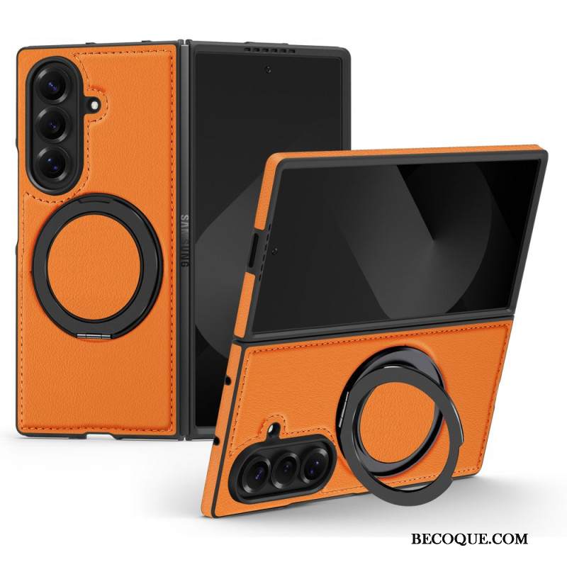 Kuori Samsung Galaxy Z Fold 7 Magsafe-yhteensopiva Nahkaefekti Pyörivällä Rengaspidikkeellä