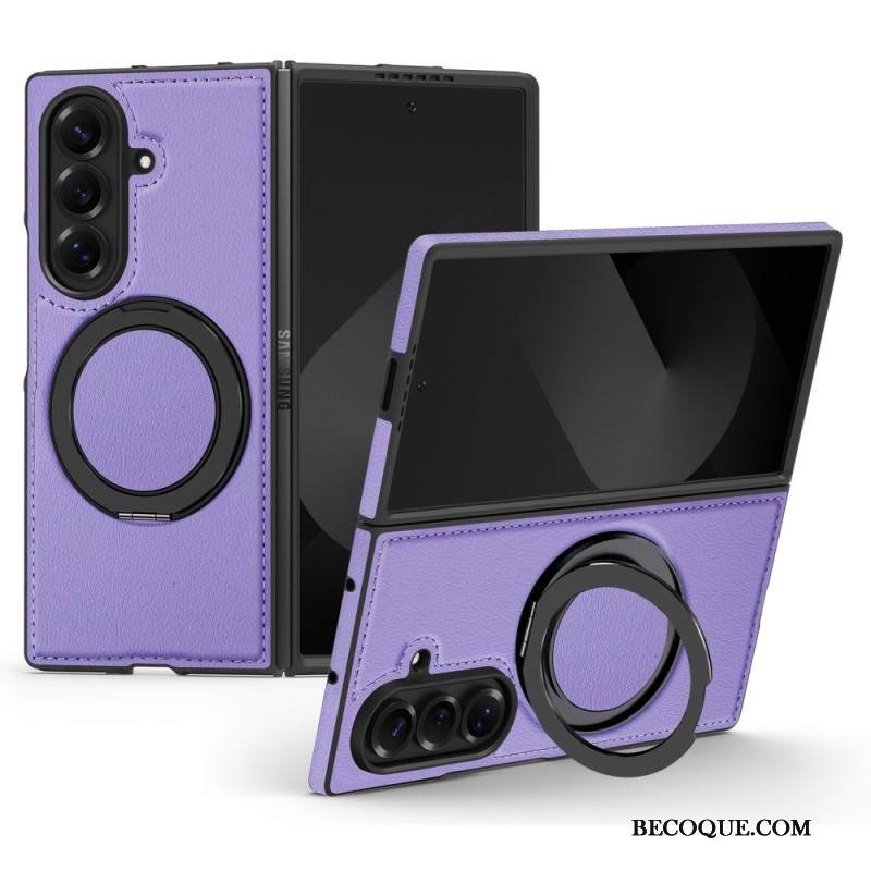 Kuori Samsung Galaxy Z Fold 7 Magsafe-yhteensopiva Nahkaefekti Pyörivällä Rengaspidikkeellä