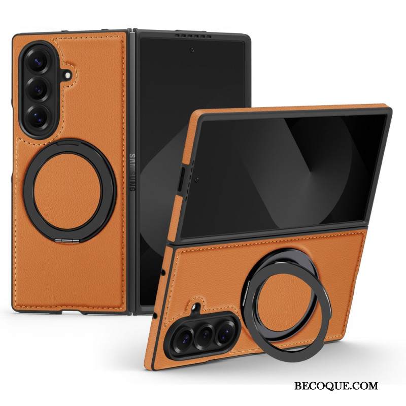 Kuori Samsung Galaxy Z Fold 7 Magsafe-yhteensopiva Nahkaefekti Pyörivällä Rengaspidikkeellä