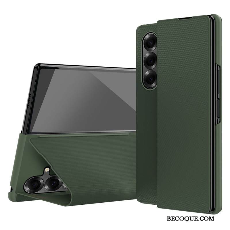 Kuori Samsung Galaxy Z Fold 7 Nahkaefekti Integroidulla Jalustalla