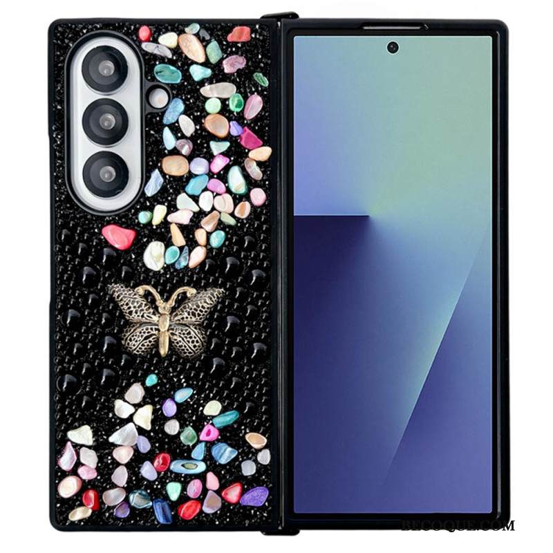 Kuori Samsung Galaxy Z Fold 7 Strassilla Koristeltu Perhonen