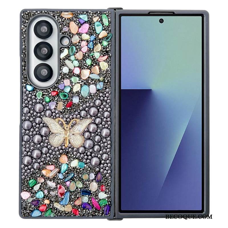 Kuori Samsung Galaxy Z Fold 7 Strassilla Koristeltu Perhonen
