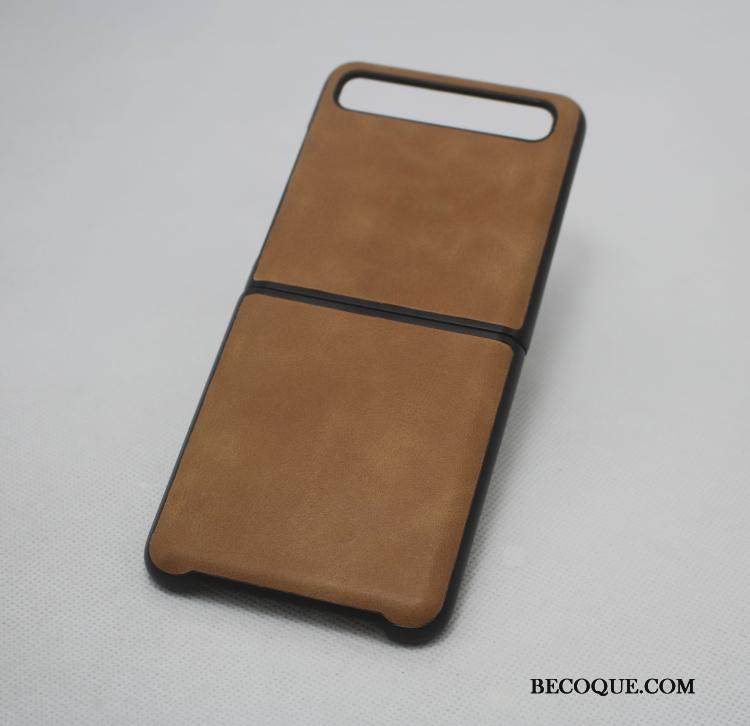 Kuori Samsung Z Flip Laukut Ylellisyys Musta, Kotelo Samsung Z Flip Nahka Murtumaton Puhelimen Kuoret