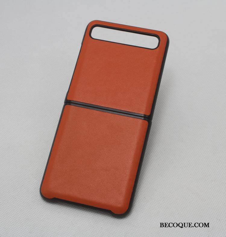 Kuori Samsung Z Flip Laukut Ylellisyys Musta, Kotelo Samsung Z Flip Nahka Murtumaton Puhelimen Kuoret