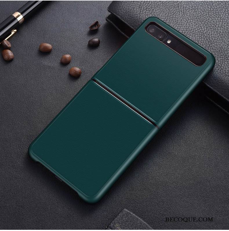 Kuori Samsung Z Flip Nahka Kiinteä Väri Violetti, Kotelo Samsung Z Flip Laukut Murtumaton Yksinkertainen