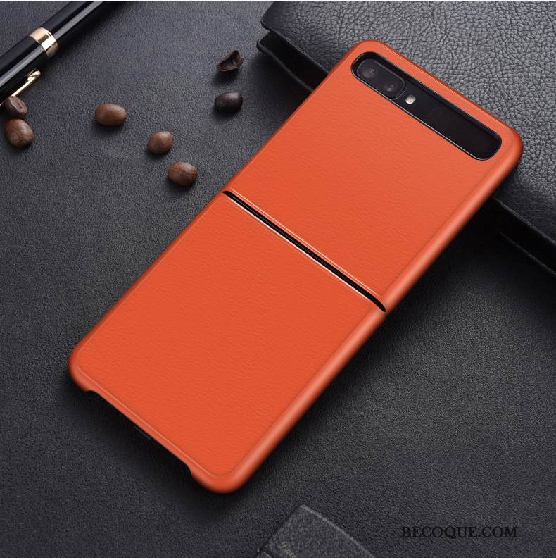 Kuori Samsung Z Flip Nahka Kiinteä Väri Violetti, Kotelo Samsung Z Flip Laukut Murtumaton Yksinkertainen