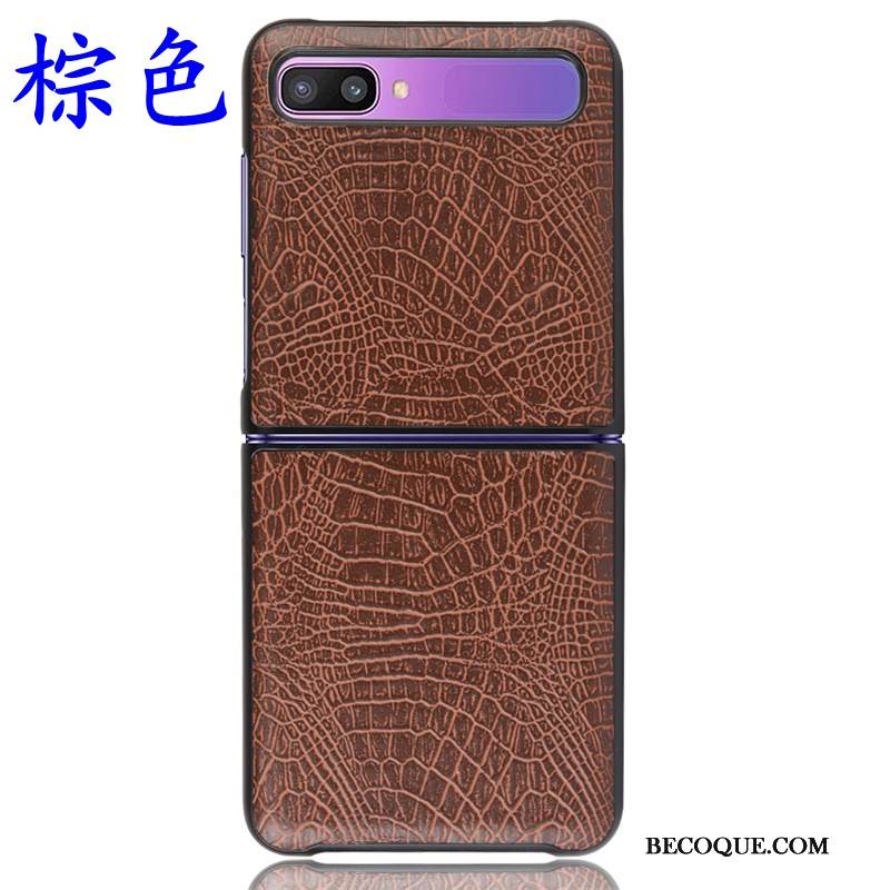 Kuori Samsung Z Flip Nahka Kukkakuvio Puhelimen Kuoret, Kotelo Samsung Z Flip Ylellisyys Kova Krokotiili