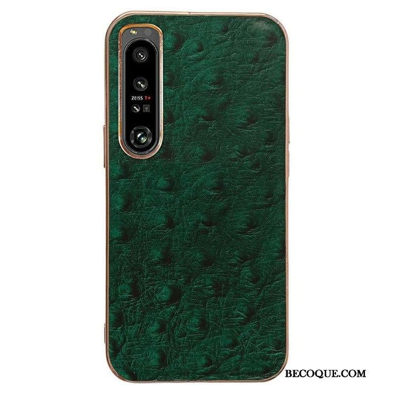 Kuori Sony Xperia 1 IV Aitoa Strutsityylistä Nahkaa