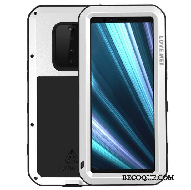 Kuori Sony Xperia 1 Laukut Kolme Puolustusta Murtumaton, Kotelo Sony Xperia 1 Metalli Puhelimen Kuoret Keltainen