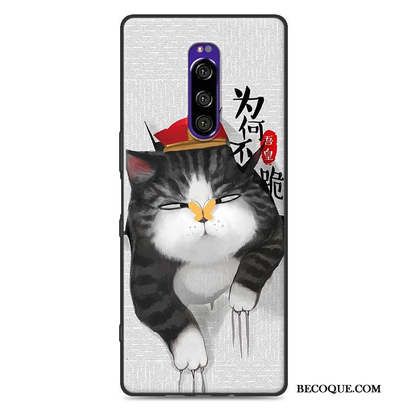 Kuori Sony Xperia 1 Sarjakuva Pesty Suede Murtumaton, Kotelo Sony Xperia 1 Laukut Harmaa Tide-brändi