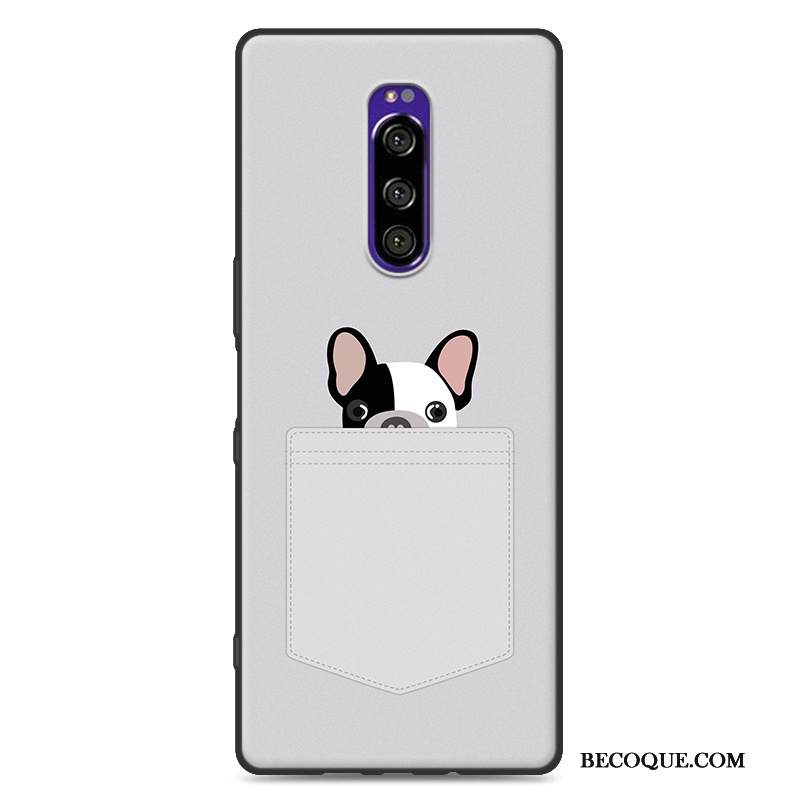 Kuori Sony Xperia 1 Sarjakuva Pesty Suede Murtumaton, Kotelo Sony Xperia 1 Laukut Harmaa Tide-brändi