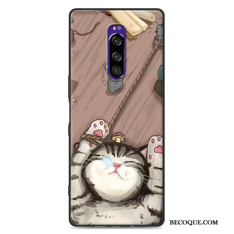 Kuori Sony Xperia 1 Sarjakuva Pesty Suede Murtumaton, Kotelo Sony Xperia 1 Laukut Harmaa Tide-brändi