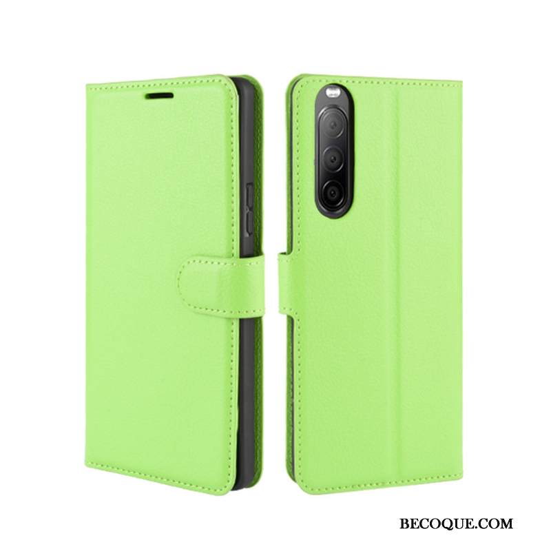 Kuori Sony Xperia 10 Ii Nahka Murtumaton Punainen, Kotelo Sony Xperia 10 Ii Suojaus Puhelimen Kuoret Kortti