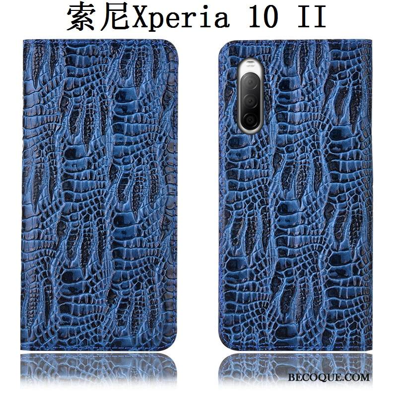 Kuori Sony Xperia 10 Ii Suojaus Murtumaton Krokotiili, Kotelo Sony Xperia 10 Ii Nahka Puhelimen Kuoret Musta