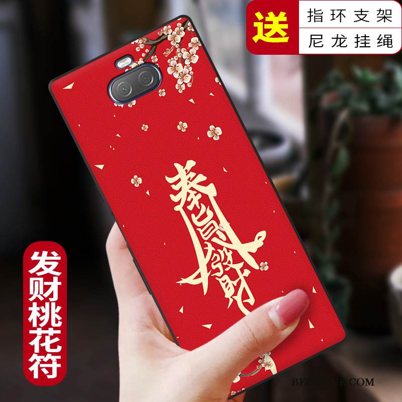 Kuori Sony Xperia 10 Laukut Yksinkertainen Punainen, Kotelo Sony Xperia 10 Luova Puhelimen Kuoret Persoonallisuus