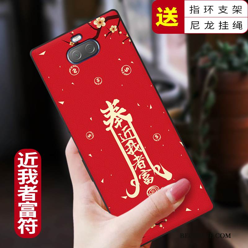 Kuori Sony Xperia 10 Laukut Yksinkertainen Punainen, Kotelo Sony Xperia 10 Luova Puhelimen Kuoret Persoonallisuus