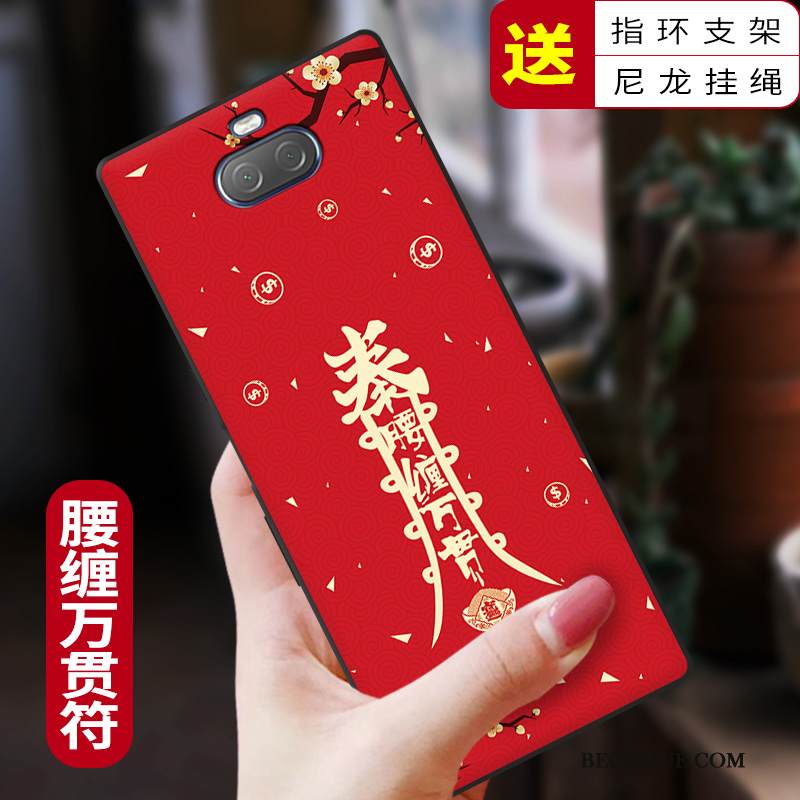 Kuori Sony Xperia 10 Laukut Yksinkertainen Punainen, Kotelo Sony Xperia 10 Luova Puhelimen Kuoret Persoonallisuus