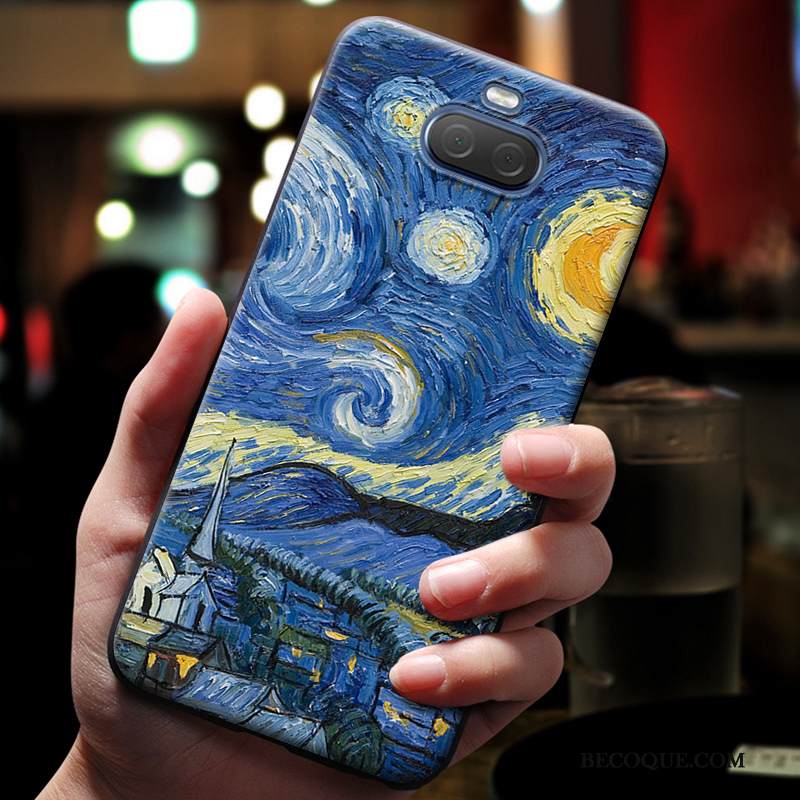 Kuori Sony Xperia 10 Pehmeä Neste Sininen Ihana, Kotelo Sony Xperia 10 Kohokuviointi Puhelimen Kuoret