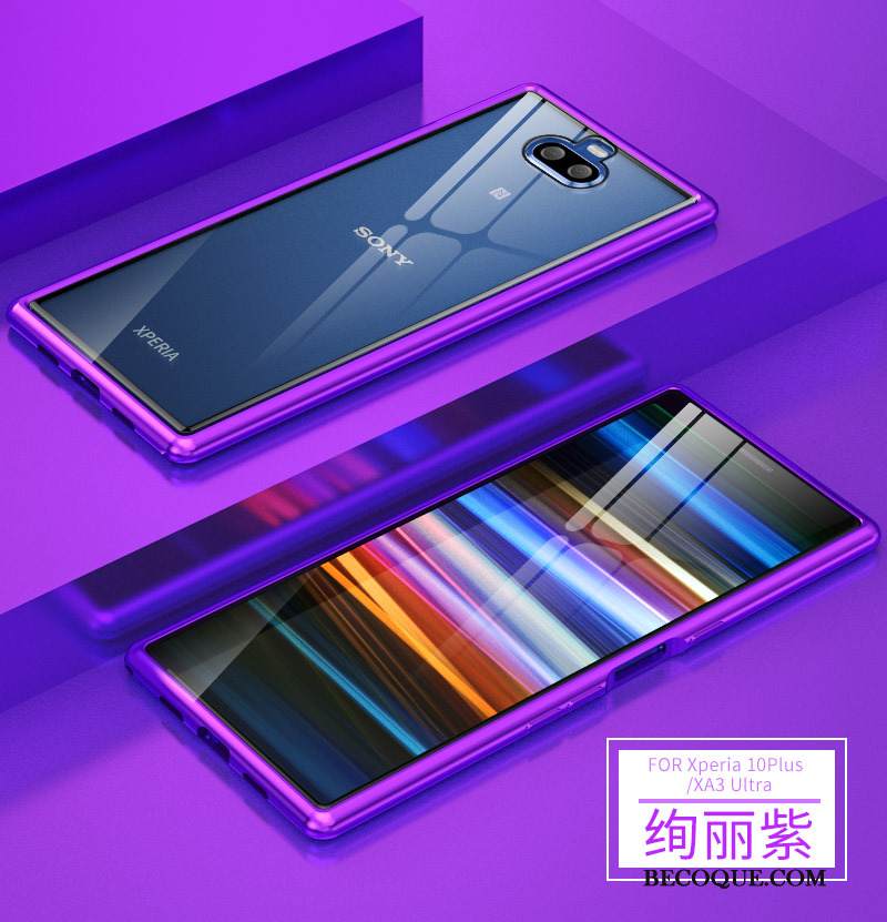 Kuori Sony Xperia 10 Plus Metalli Murtumaton Kehys, Kotelo Sony Xperia 10 Plus Suojaus Puhelimen Kuoret Violetti