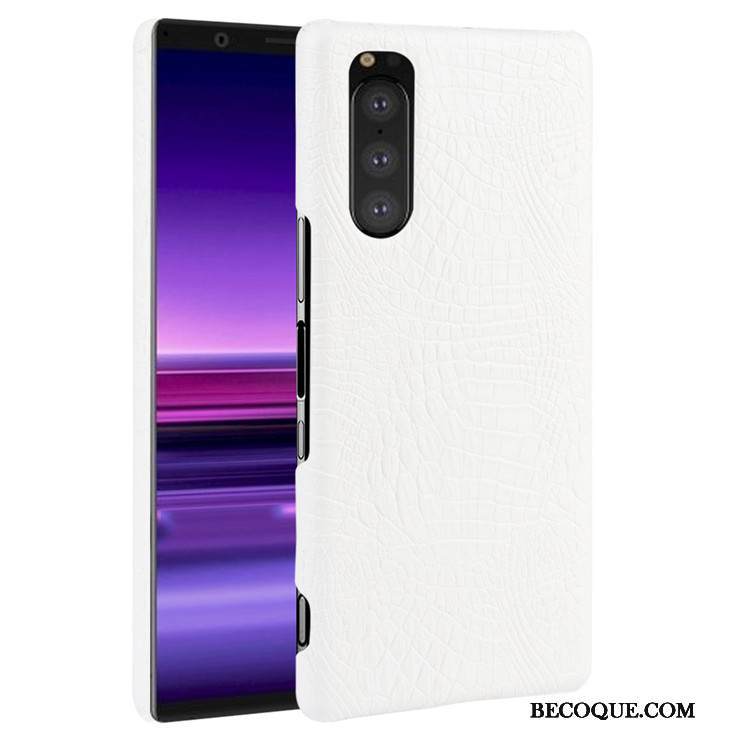 Kuori Sony Xperia 5 Laukut Musta Krokotiili, Kotelo Sony Xperia 5 Suojaus Kukkakuvio Kova