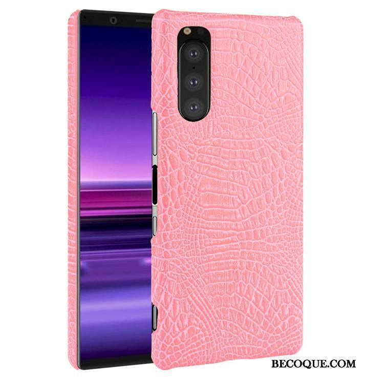 Kuori Sony Xperia 5 Laukut Musta Krokotiili, Kotelo Sony Xperia 5 Suojaus Kukkakuvio Kova