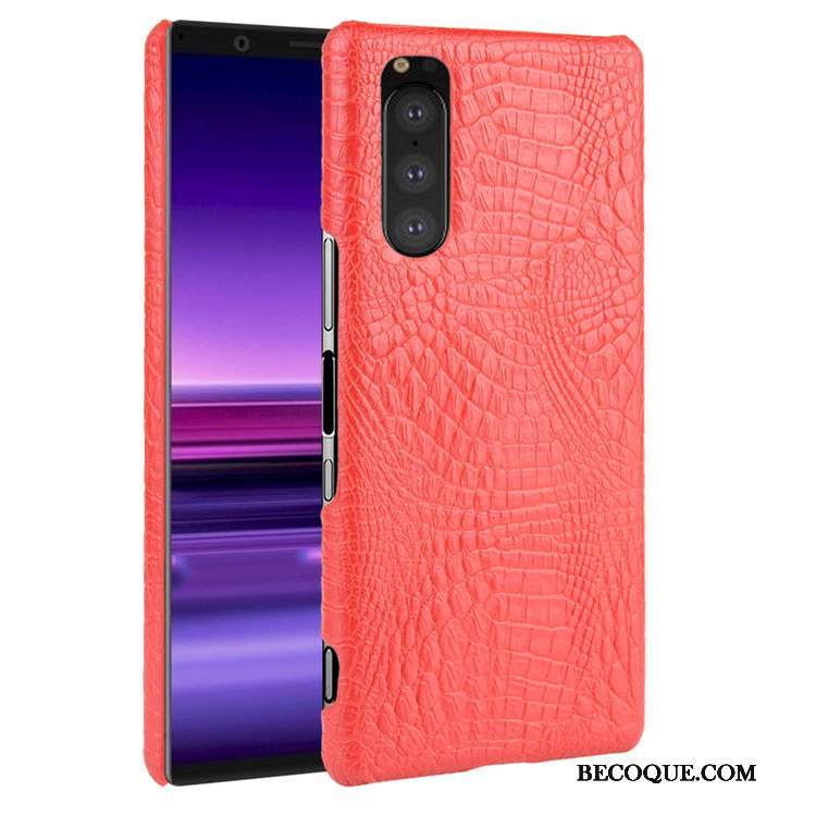 Kuori Sony Xperia 5 Laukut Musta Krokotiili, Kotelo Sony Xperia 5 Suojaus Kukkakuvio Kova