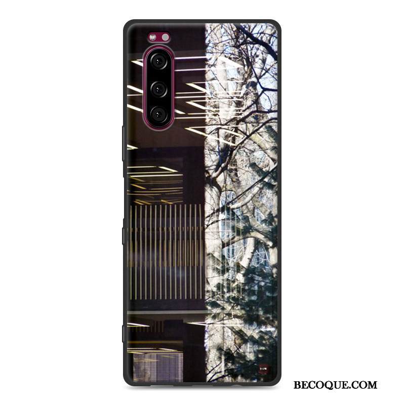 Kuori Sony Xperia 5 Laukut Musta Puhelimen Kuoret, Kotelo Sony Xperia 5 Suojaus Pesty Suede Jauhe