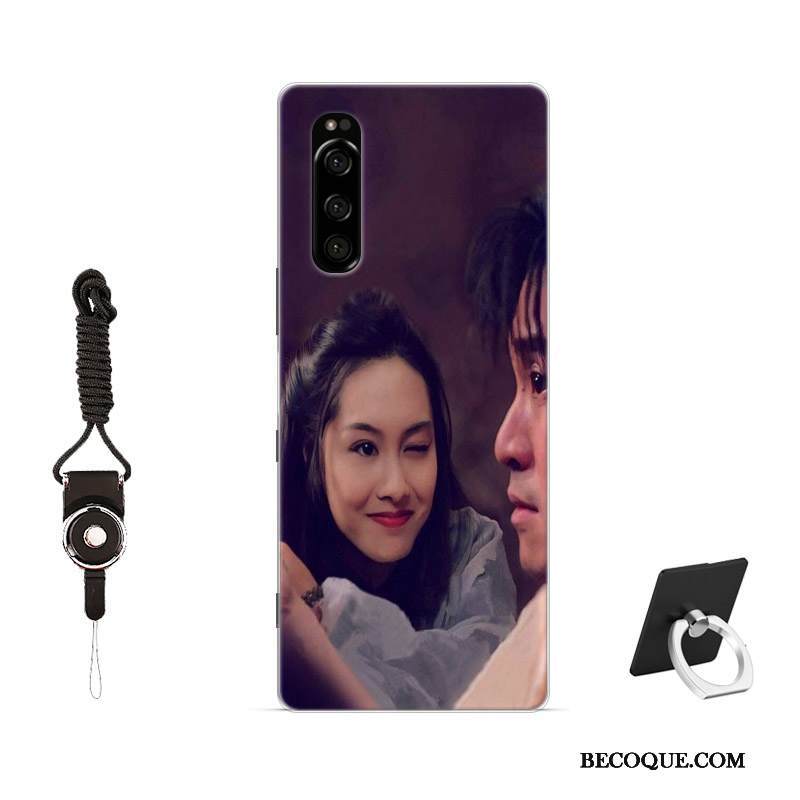 Kuori Sony Xperia 5 Maalaus Jauhe Rakastunut, Kotelo Sony Xperia 5 Pehmeä Neste Malli Liukumaton